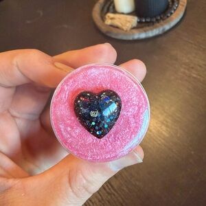 Pink Glitter Heart Phone Grip